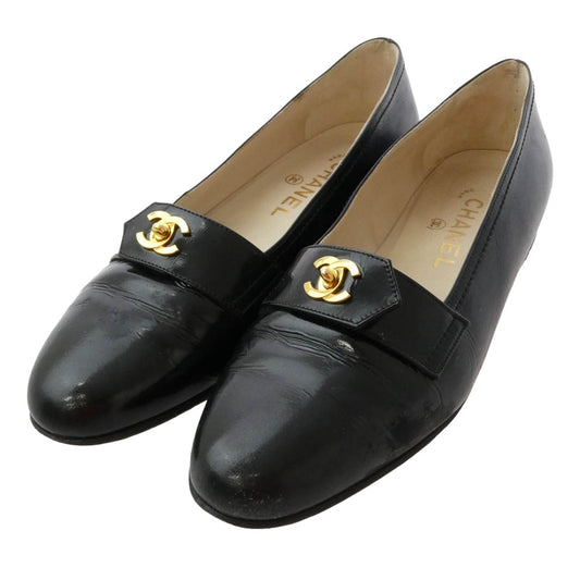 CHANEL シャネル ココマーク レザー パンプス ローファー ブラック系 39【中古】