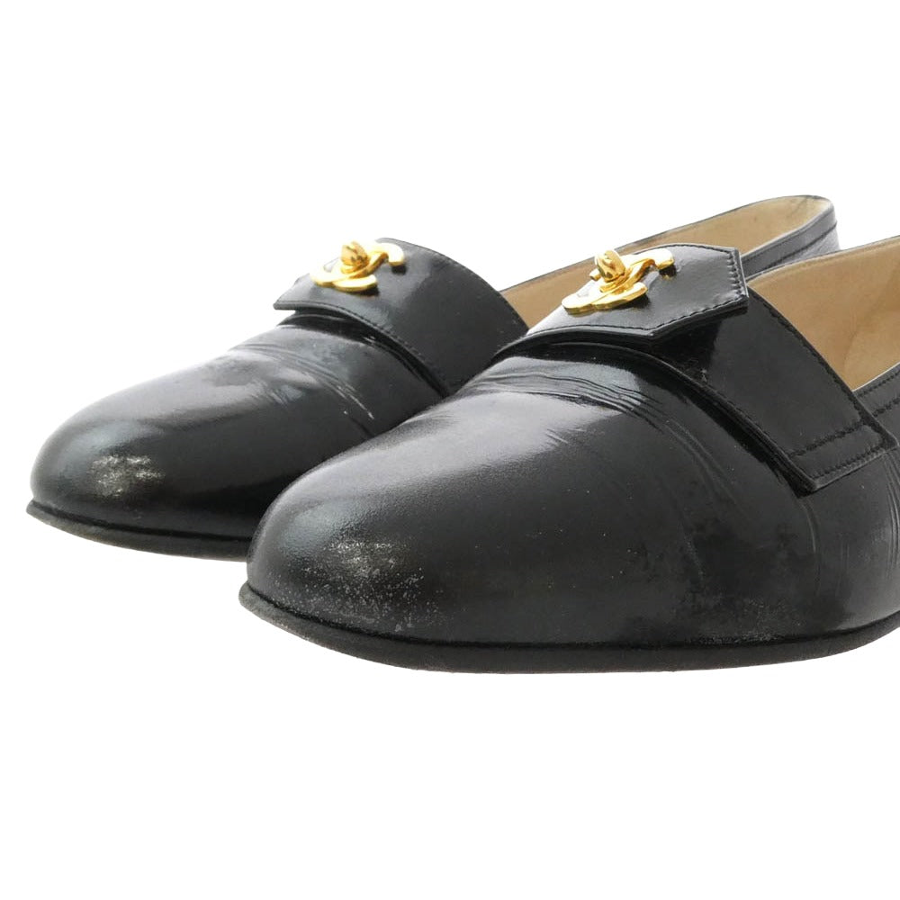 CHANEL シャネル ココマーク レザー パンプス ローファー ブラック系 39【中古】