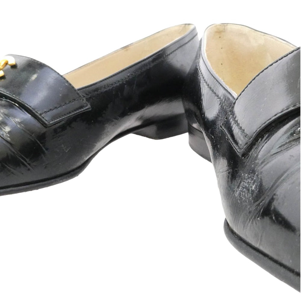 CHANEL シャネル ココマーク レザー パンプス ローファー ブラック系 39【中古】