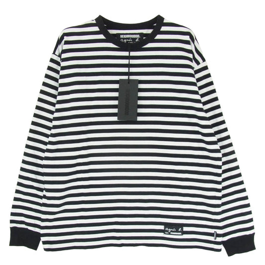 NEIGHBORHOOD ネイバーフッド 25AW EDK3JF02 agnes b. アニエスベー BODER CREWNECK LS ボーダー クルーネック 長袖 Tシャツ カットソー ブラック系 L【中古】