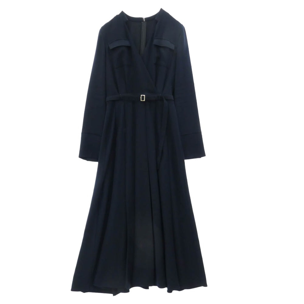 アニュアンス 1525130029-0 ダブルサテンノーカラータックワンピース ネイビー系 M【中古】
