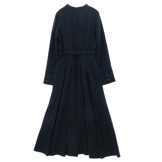 アニュアンス 1525130029-0 ダブルサテンノーカラータックワンピース ネイビー系 M【中古】