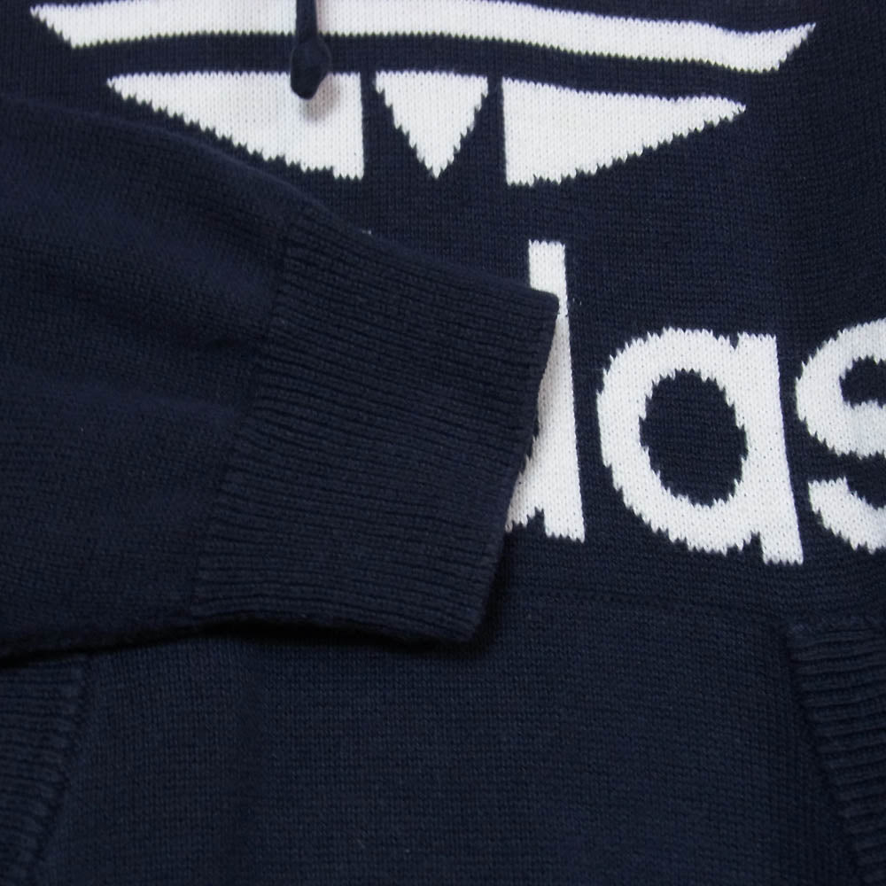 adidas アディダス B38549 ニット プルオーバー パーカー フーディー ネイビー系 S【中古】