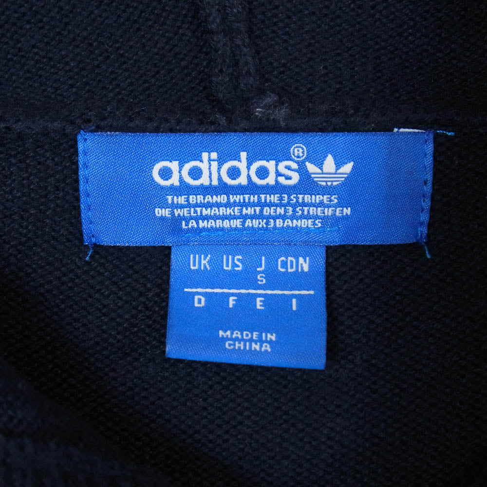 adidas アディダス B38549 ニット プルオーバー パーカー フーディー ネイビー系 S【中古】