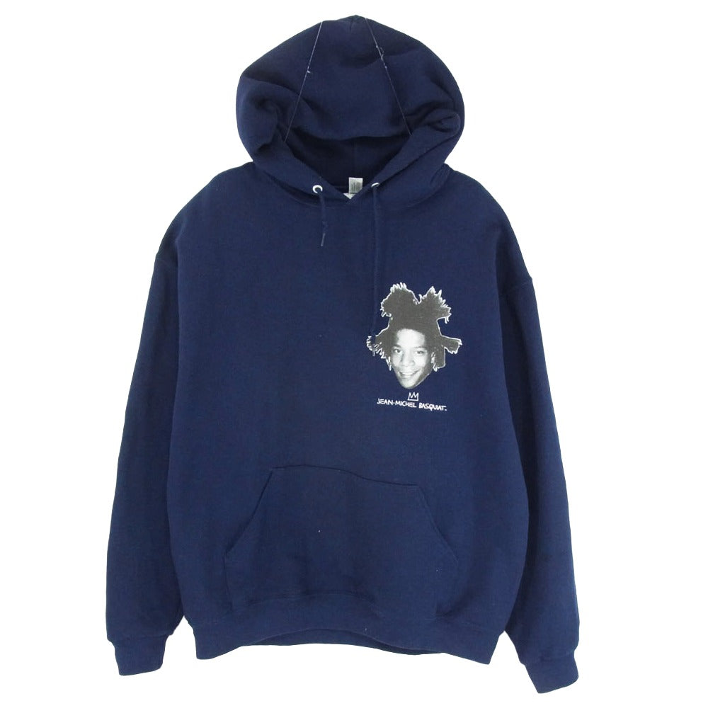 WACKO MARIA ワコマリア BASQUIAT-WM-SS06 JEAN-MICHEL BASQUIAT PULLOVER HOODED SWEAT SHIRT バスキア プリント プルオーバー パーカー フーディー ネイビー系 L【中古】