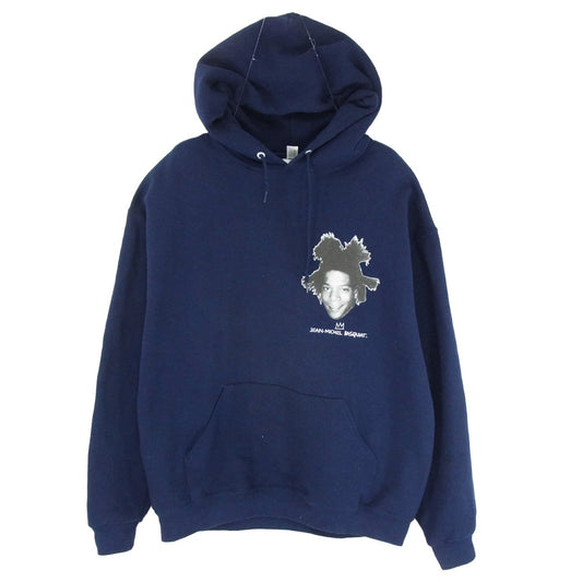 WACKO MARIA ワコマリア BASQUIAT-WM-SS06 JEAN-MICHEL BASQUIAT PULLOVER HOODED SWEAT SHIRT バスキア プリント プルオーバー パーカー フーディー ネイビー系 L【中古】