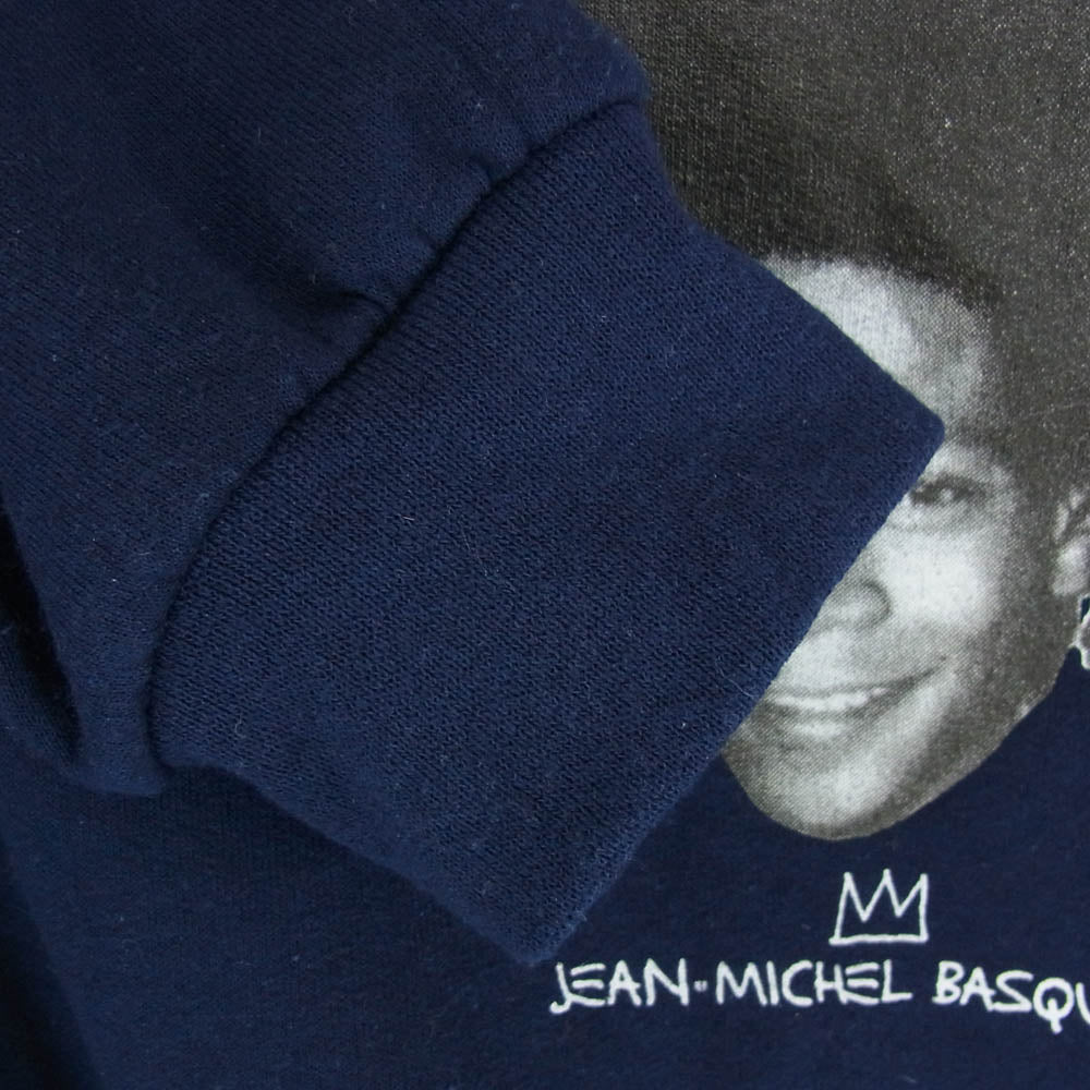 WACKO MARIA ワコマリア BASQUIAT-WM-SS06 JEAN-MICHEL BASQUIAT PULLOVER HOODED SWEAT SHIRT バスキア プリント プルオーバー パーカー フーディー ネイビー系 L【中古】