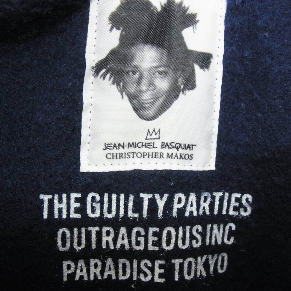 WACKO MARIA ワコマリア BASQUIAT-WM-SS06 JEAN-MICHEL BASQUIAT PULLOVER HOODED SWEAT SHIRT バスキア プリント プルオーバー パーカー フーディー ネイビー系 L【中古】