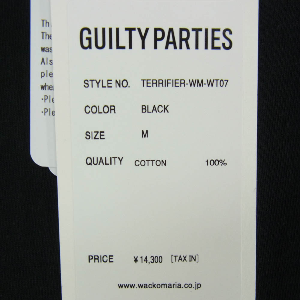 WACKO MARIA ワコマリア TERRIFIER WASHED HEAVY WEIGHT CREW NECK T-SHIRT TYPE-3 テリファー ウォッシュドクルーネック 半袖 Tシャツ ブラック系 M【極上美品】【中古】