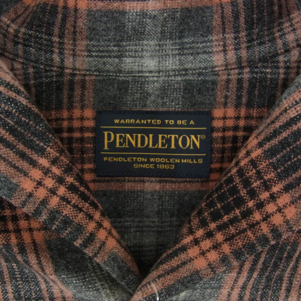 WACKO MARIA ワコマリア PENDLETON ペンドルトン 25AW 25FW-WMS-PE02 × PENDLETON ペンドルトン WOOL OMBRE CHECK OPEN COLLAR SHIRT TYPE-2 GRAY-ORANGE ウール オンブレ チェック オープン カラーシャツ オレンジ系 S【中古】