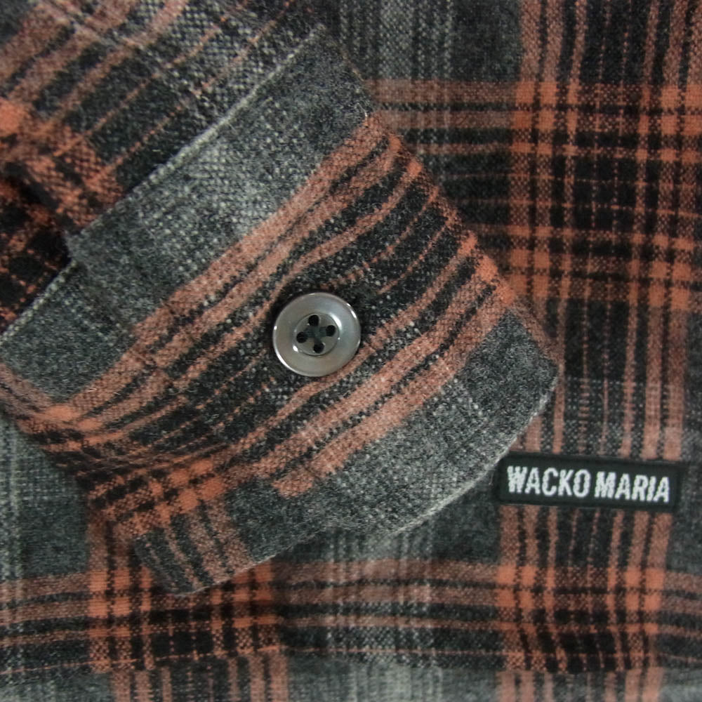 WACKO MARIA ワコマリア PENDLETON ペンドルトン 25AW 25FW-WMS-PE02 × PENDLETON ペンドルトン WOOL OMBRE CHECK OPEN COLLAR SHIRT TYPE-2 GRAY-ORANGE ウール オンブレ チェック オープン カラーシャツ オレンジ系 S【中古】