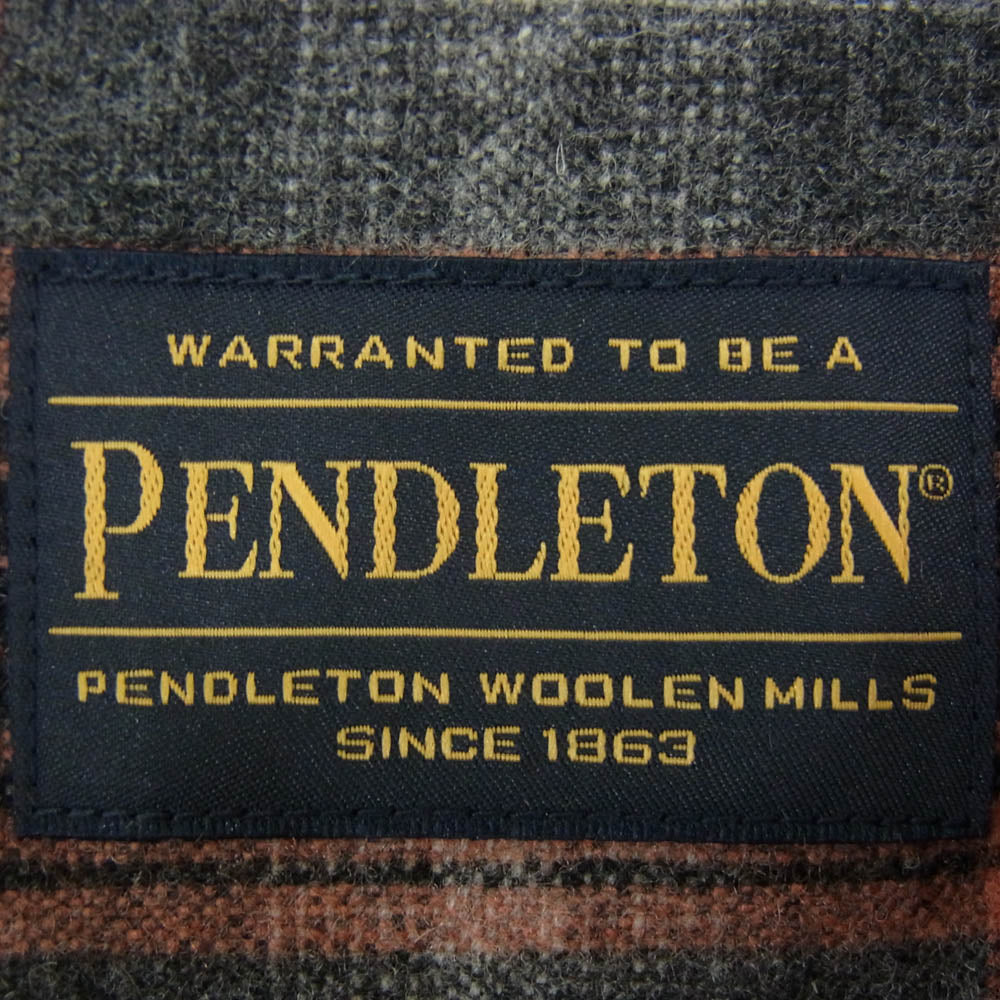 WACKO MARIA ワコマリア PENDLETON ペンドルトン 25AW 25FW-WMS-PE02 × PENDLETON ペンドルトン WOOL OMBRE CHECK OPEN COLLAR SHIRT TYPE-2 GRAY-ORANGE ウール オンブレ チェック オープン カラーシャツ オレンジ系 S【中古】
