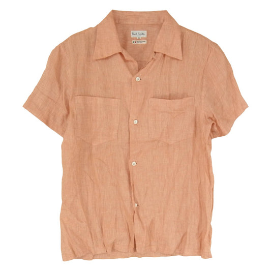Paul Smith ポール・スミス リネン オープンカラー 開襟 半袖 シャツ オレンジ系 M【中古】