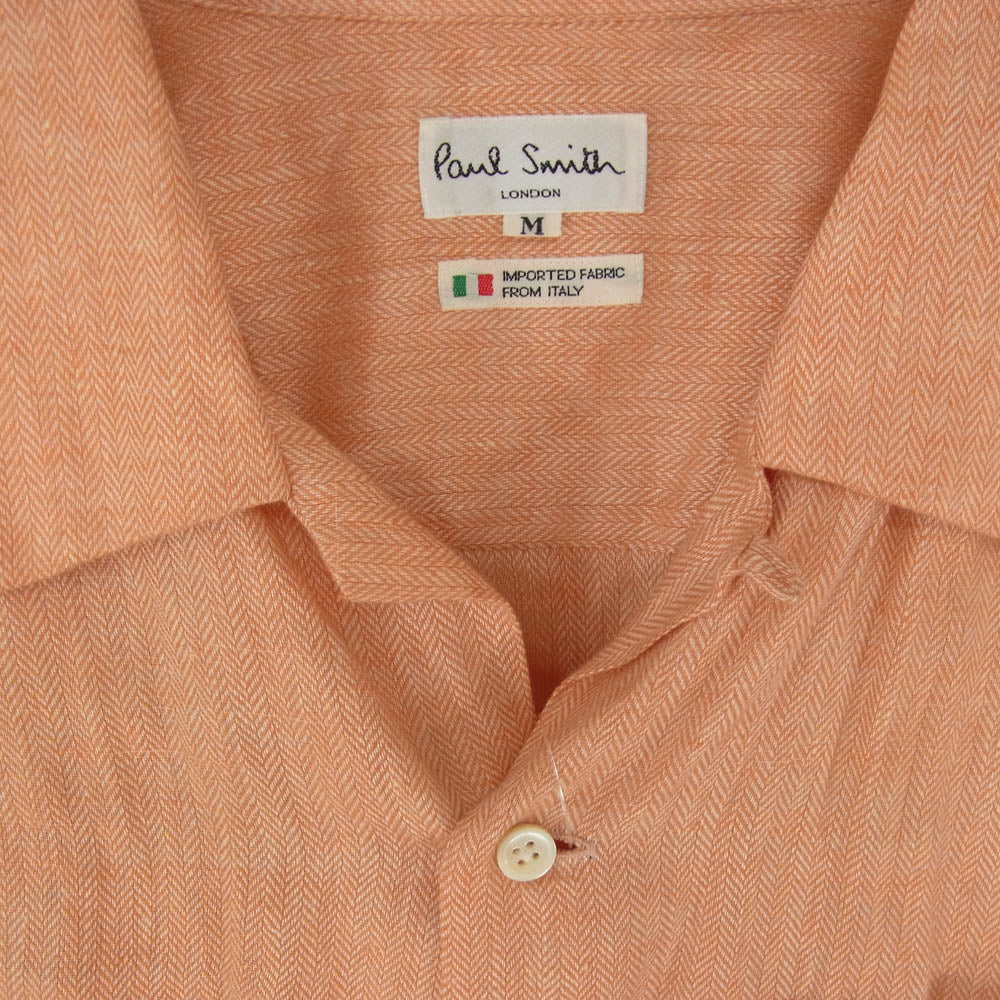 Paul Smith ポール・スミス リネン オープンカラー 開襟 半袖 シャツ オレンジ系 M【中古】