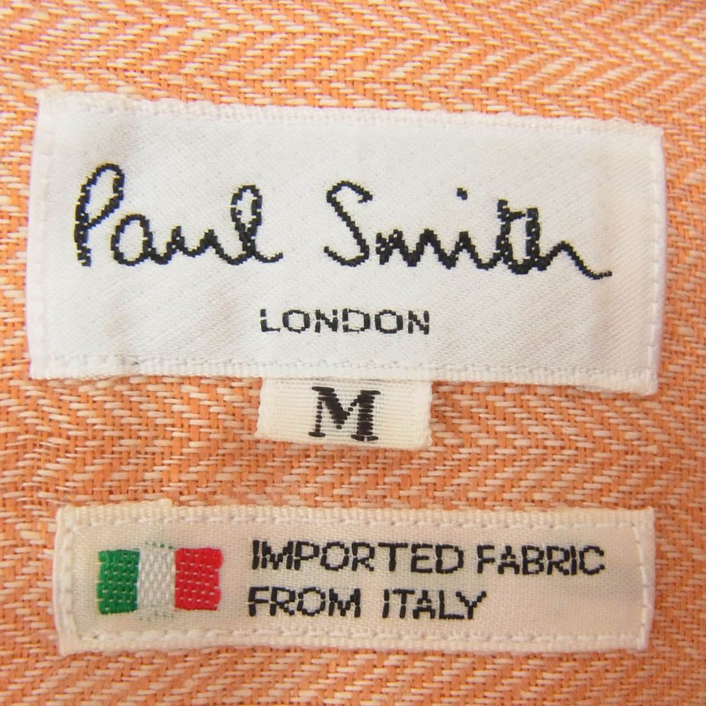 Paul Smith ポール・スミス リネン オープンカラー 開襟 半袖 シャツ オレンジ系 M【中古】