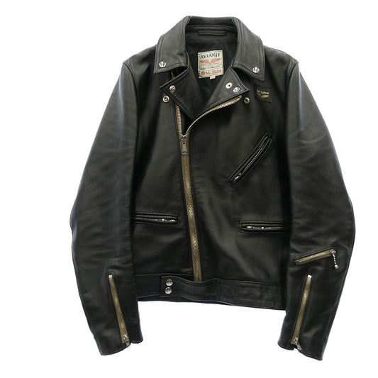 Lewis Leathers ルイスレザー 441T CYCLONE サイクロン タイトフィット ホースハイド スクエアパッチ ベージュジップ レザー ライダース ジャケット ブラック系 38【中古】