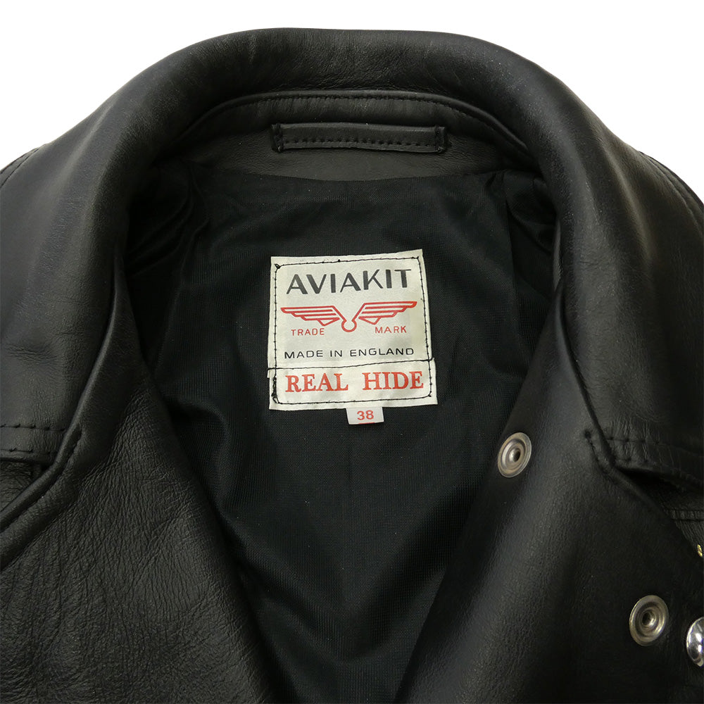 Lewis Leathers ルイスレザー 441T CYCLONE サイクロン タイトフィット ホースハイド スクエアパッチ ベージュジップ レザー ライダース ジャケット ブラック系 38【中古】