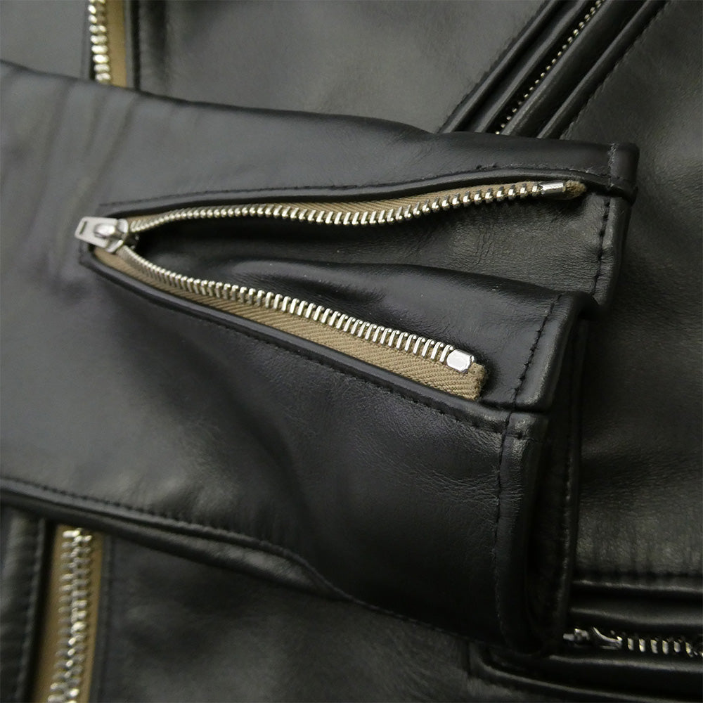 Lewis Leathers ルイスレザー 441T CYCLONE サイクロン タイトフィット ホースハイド スクエアパッチ ベージュジップ レザー ライダース ジャケット ブラック系 38【中古】