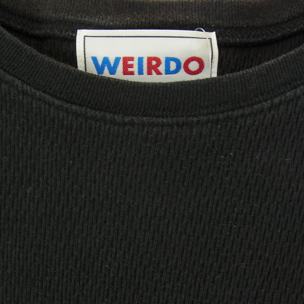 WEIRDO ウィアード ロゴ プリント クルーネック 丸首 長袖 ロングスリーブ Tシャツ ブラック系 M【中古】