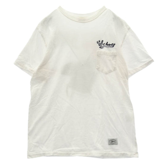 schott ショット × GLADHAND&co グラッドハンド ロゴ刺繍 バックプリント 半袖 Tシャツ ホワイト系 M【中古】
