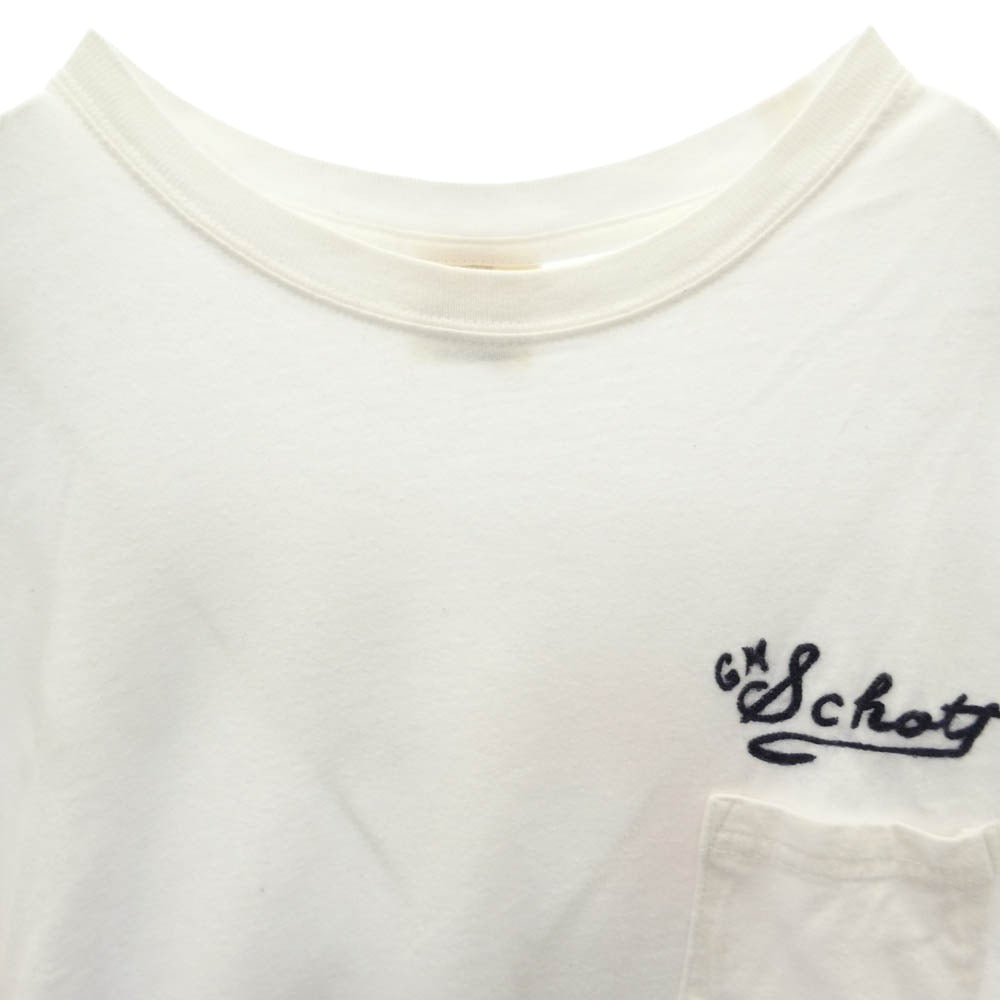 schott ショット × GLADHAND&co グラッドハンド ロゴ刺繍 バックプリント 半袖 Tシャツ ホワイト系 M【中古】