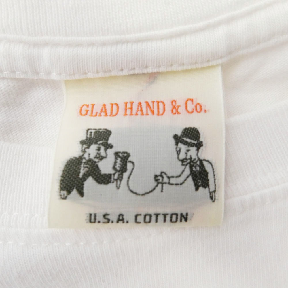 schott ショット × GLADHAND&co グラッドハンド ロゴ刺繍 バックプリント 半袖 Tシャツ ホワイト系 M【中古】