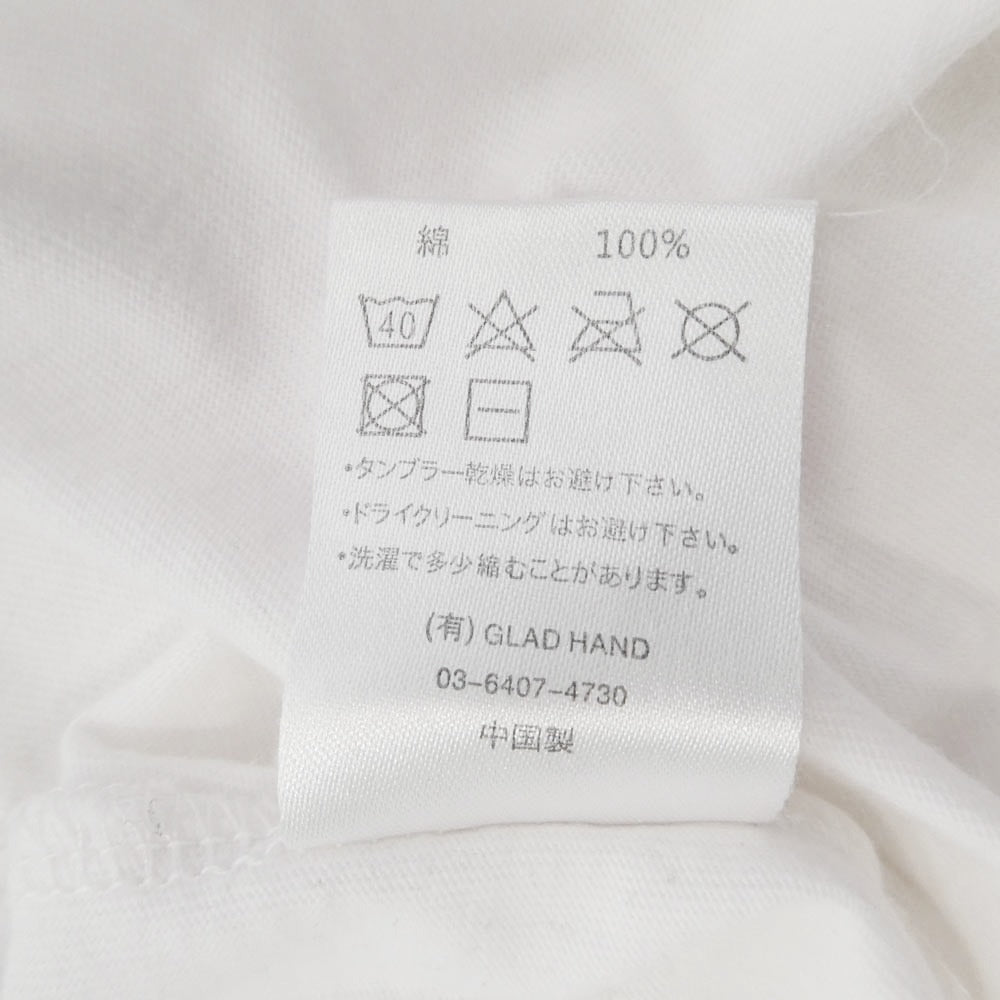 schott ショット × GLADHAND&co グラッドハンド ロゴ刺繍 バックプリント 半袖 Tシャツ ホワイト系 M【中古】