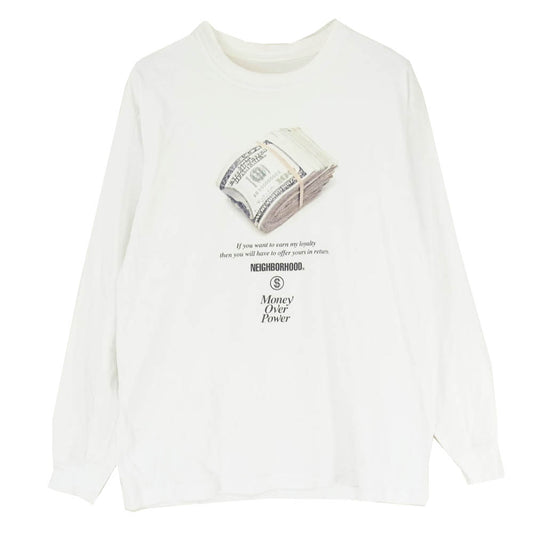 NEIGHBORHOOD ネイバーフッド 21AW MOP-1 C-TEE LS ドル プリント 長袖 Tシャツ ホワイト系 S【中古】