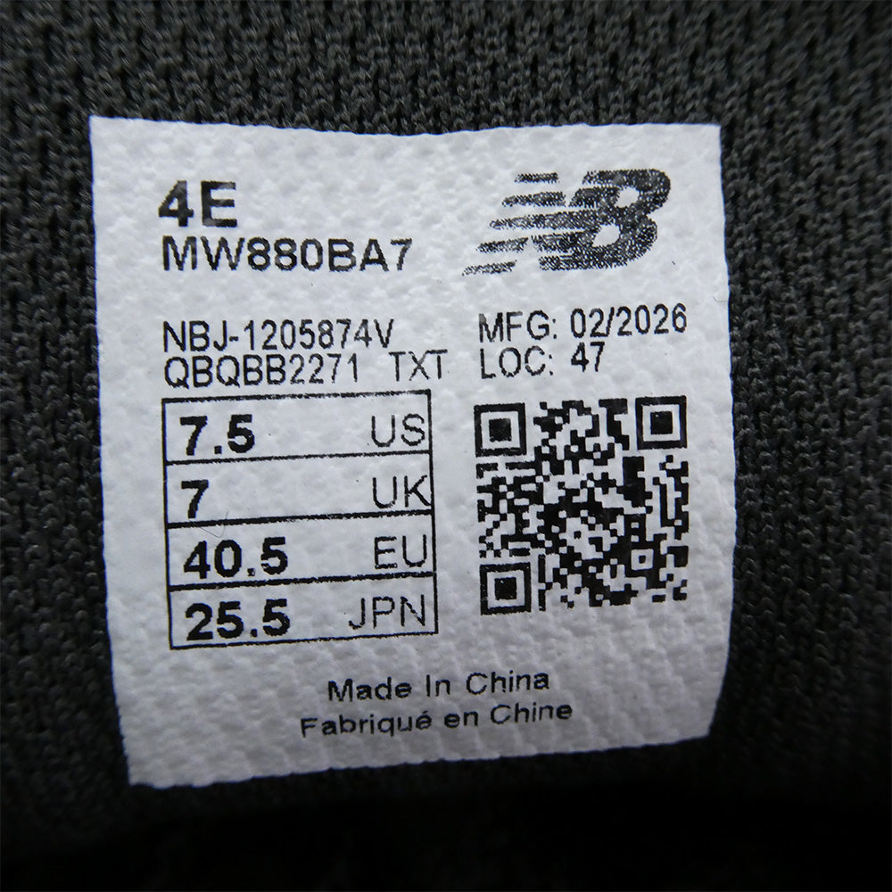 NEW BALANCE ニューバランス MW880BA7 Fresh Foam Walking 880 v7 ウォーキングフレッシュフォーム スニーカー ブラック系 25.5cm【極上美品】【中古】