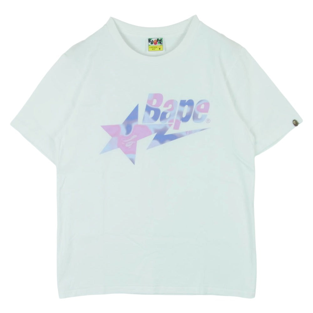 A BATHING APE アベイシングエイプ Ladies Liquid Camo Bape Sta Logo Tee レディース リキッド カモ ベイプ スター ロゴ 半袖 Tシャツ ホワイト系 M【中古】