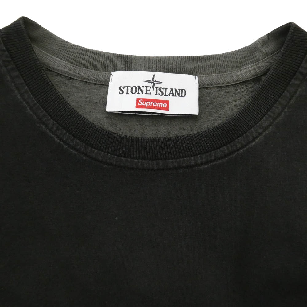 Supreme シュプリーム × STONE ISLAND ストーンアイランド 23AW L/S Top ロングスリーブ Tシャツ 長袖 ブラック系 カーキ系 L【中古】