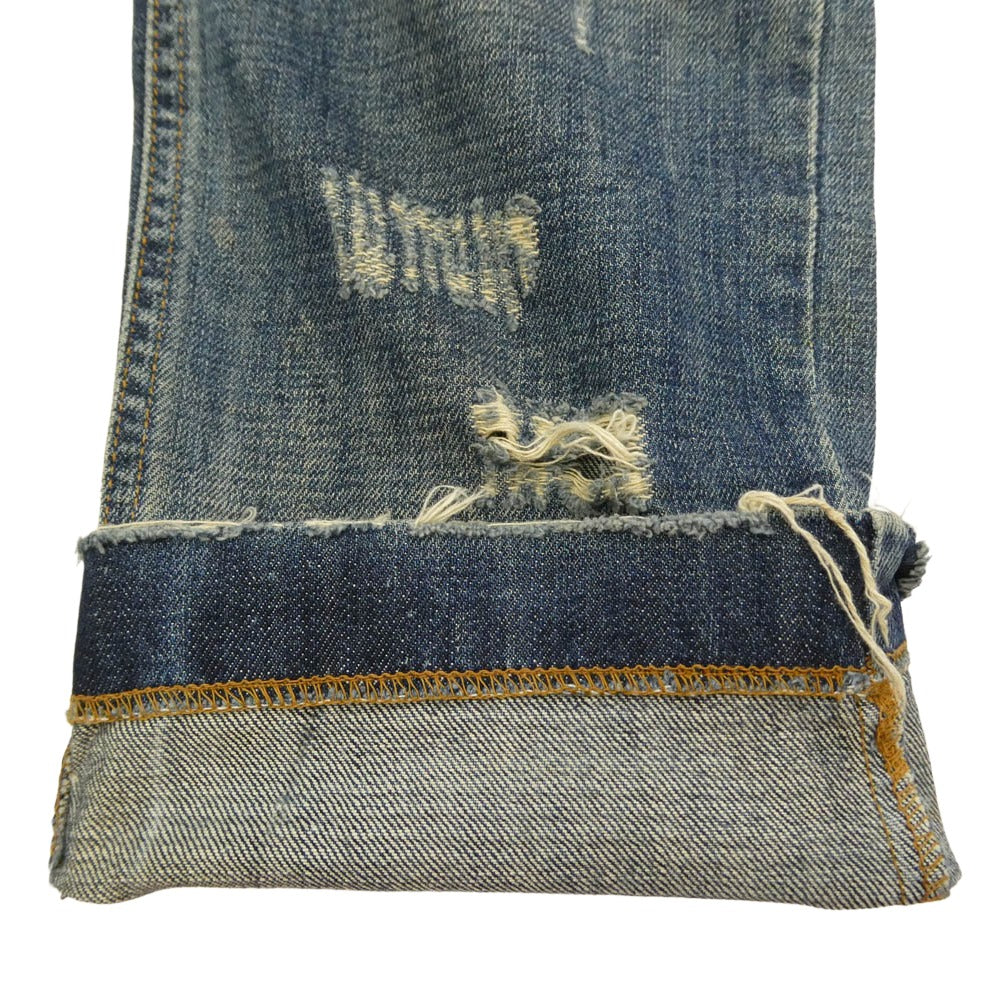 DOLCE&GABBANA ドルチェアンドガッバーナ ダメージ加工 DGメタルビット デニム パンツ ブルー系 46【中古】