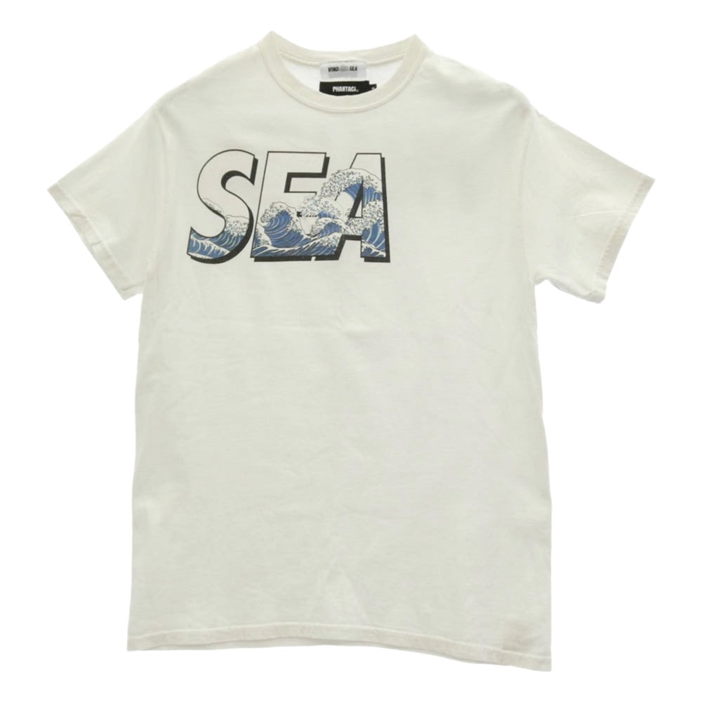 WIND AND SEA ウィンダンシー × PHANTACi PHANTA AND SEA ロゴ プリント コットン 半袖 Tシャツ ホワイト系 M【中古】