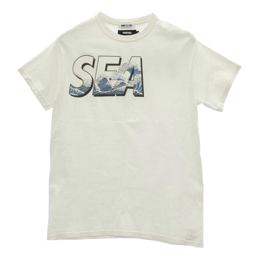 WIND AND SEA ウィンダンシー × PHANTACi PHANTA AND SEA ロゴ プリント コットン 半袖 Tシャツ ホワイト系 M【中古】