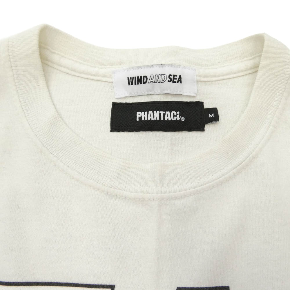 WIND AND SEA ウィンダンシー × PHANTACi PHANTA AND SEA ロゴ プリント コットン 半袖 Tシャツ ホワイト系 M【中古】
