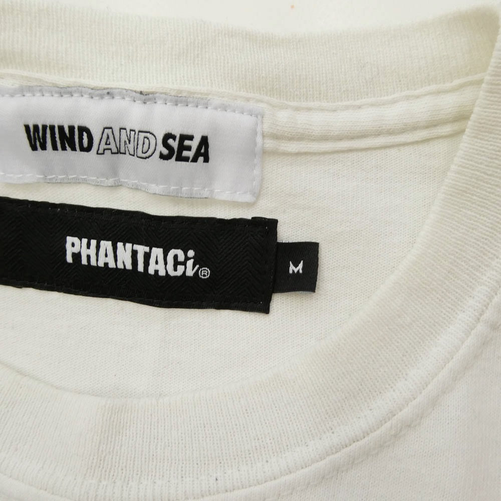 WIND AND SEA ウィンダンシー × PHANTACi PHANTA AND SEA ロゴ プリント コットン 半袖 Tシャツ ホワイト系 M【中古】