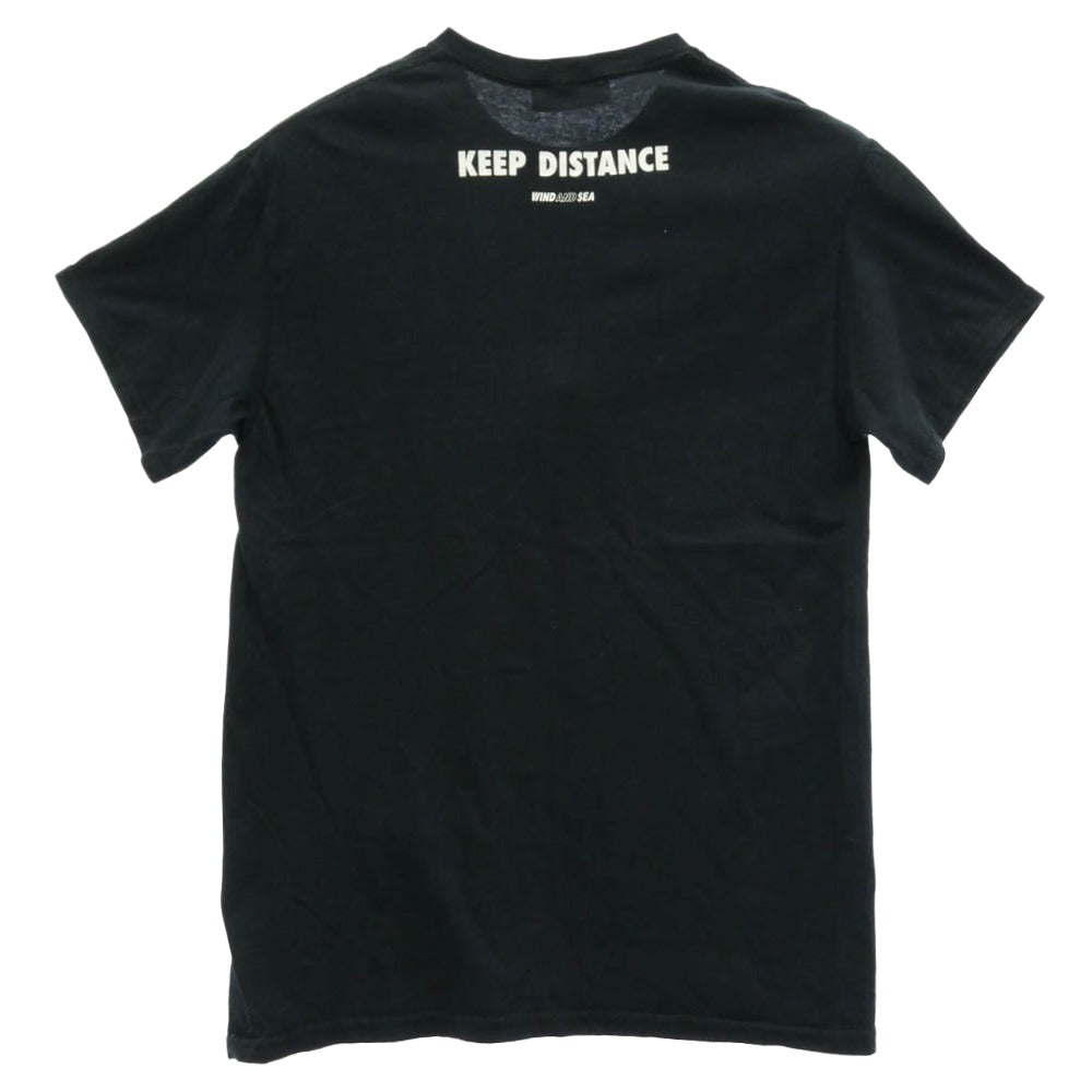 WIND AND SEA ウィンダンシー WDS-Donation-02 KEEP DISTANCE T-SHIRT フロントプリント チャリティー Tシャツ ブラック系 M【中古】