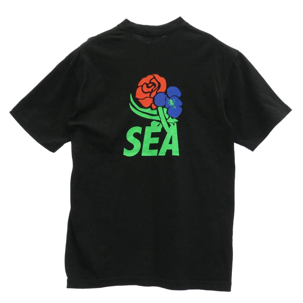 WIND AND SEA ウィンダンシー WDS-VR-22A-02 × VIOLA&ROSES ロゴ プリント コットン 半袖 Tシャツ ブラック系 M【中古】