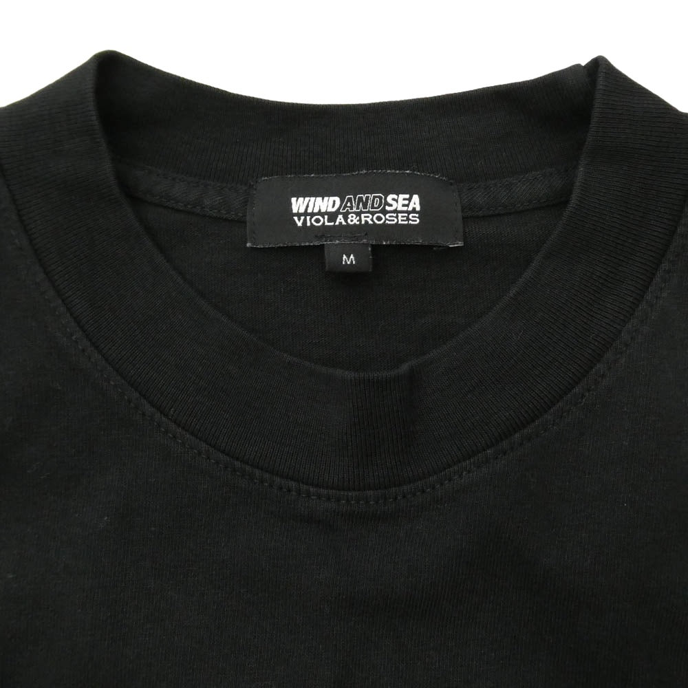 WIND AND SEA ウィンダンシー WDS-VR-22A-02 × VIOLA&ROSES ロゴ プリント コットン 半袖 Tシャツ ブラック系 M【中古】