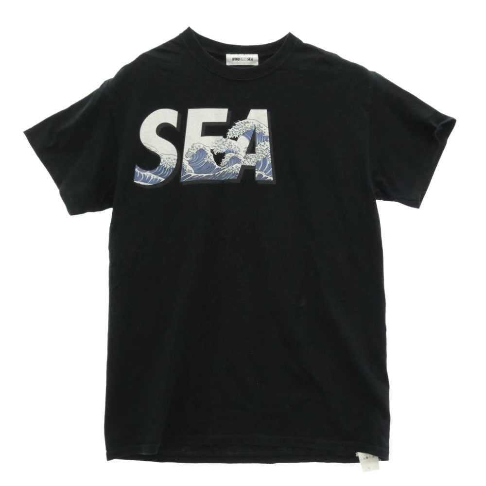 WIND AND SEA ウィンダンシー × PHANTACi PHANTA AND SEA ロゴ プリント コットン 半袖 Tシャツ ブラック系 M【中古】