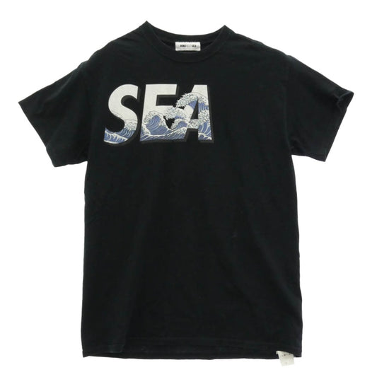 WIND AND SEA ウィンダンシー × PHANTACi PHANTA AND SEA ロゴ プリント コットン 半袖 Tシャツ ブラック系 M【中古】