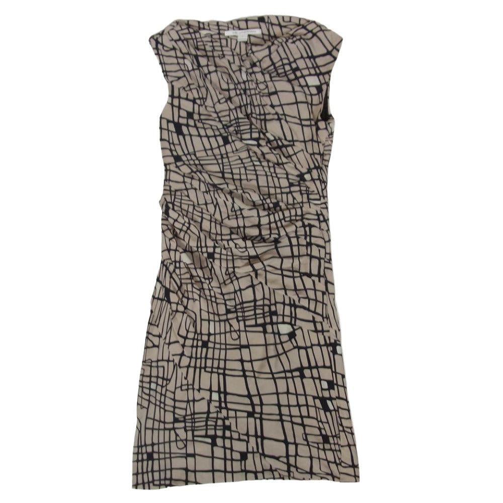 DIANE VON FURSTENBERG ダイアンフォンファステンバーグ 総柄 ノースリーブ ワンピース ベージュ系 4【中古】