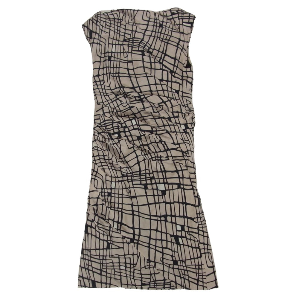 DIANE VON FURSTENBERG ダイアンフォンファステンバーグ 総柄 ノースリーブ ワンピース ベージュ系 4【中古】