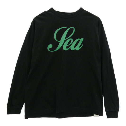 WIND AND SEA ウィンダンシー WDS-CS-307 Glitter L/S Tee ロゴ プリント 長袖 Tシャツ カットソー ブラック系 M【中古】