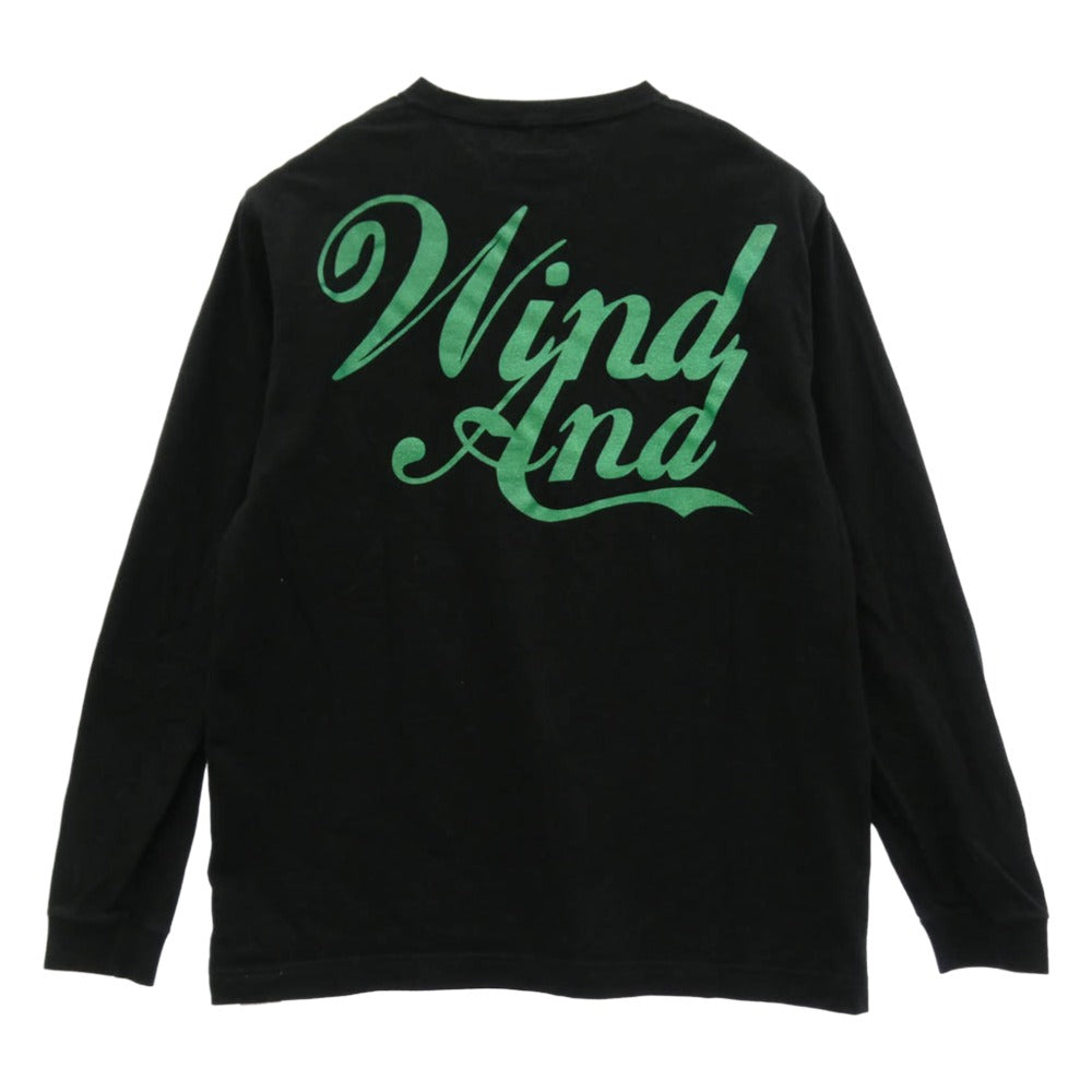 WIND AND SEA ウィンダンシー WDS-CS-307 Glitter L/S Tee ロゴ プリント 長袖 Tシャツ カットソー ブラック系 M【中古】