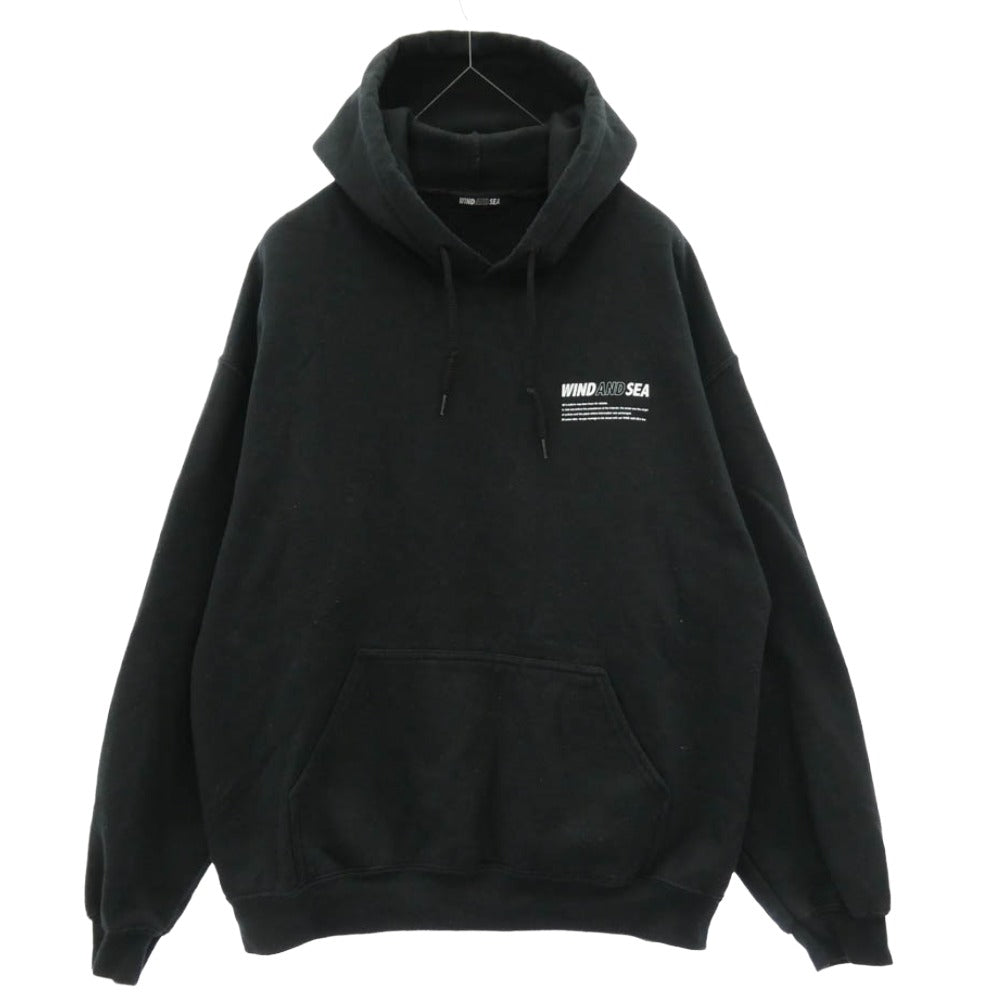 WIND AND SEA ウィンダンシー 19AW WDS-CS-179 ロゴ バックプリント プルオーバー パーカー フーディー ブラック系 M【中古】