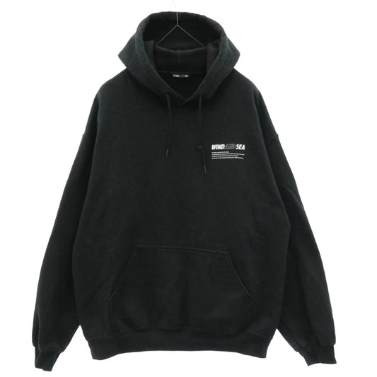 WIND AND SEA ウィンダンシー 19AW WDS-CS-179 ロゴ バックプリント プルオーバー パーカー フーディー ブラック系 M【中古】