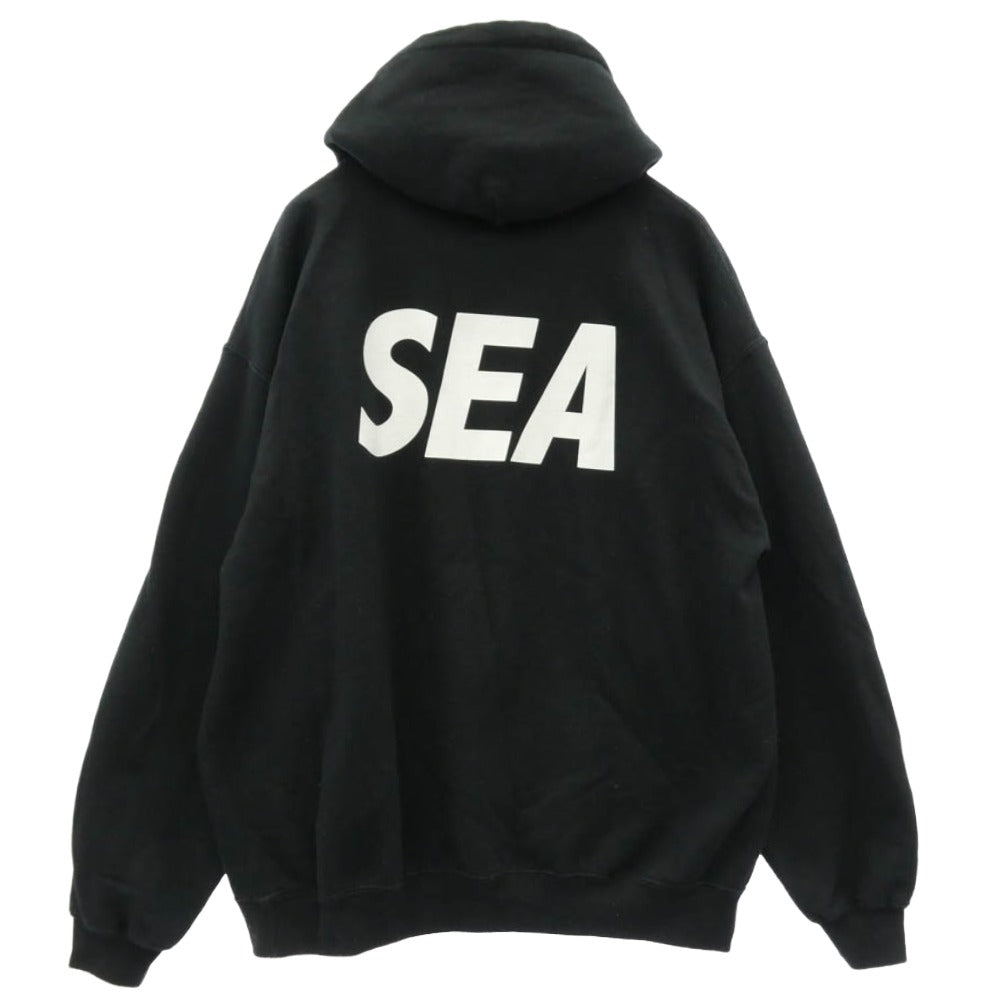 WIND AND SEA ウィンダンシー 19AW WDS-CS-179 ロゴ バックプリント プルオーバー パーカー フーディー ブラック系 M【中古】