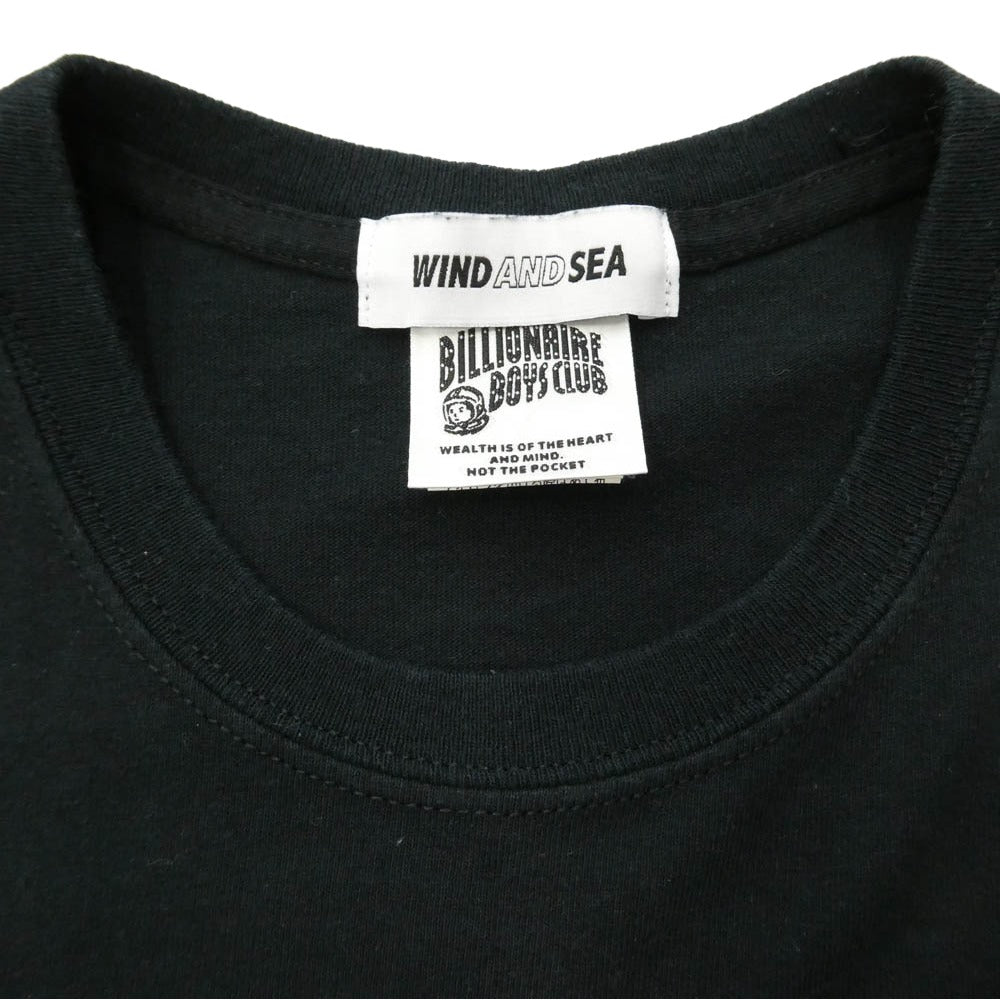 WIND AND SEA ウィンダンシー Billionaire Boys Club ビリオネアボーイズクラブ BBCJP195ST011 × BILLIONAIRE BOYS CLUB ロゴ プリント コットン 半袖 Tシャツ ブラック系 M【中古】