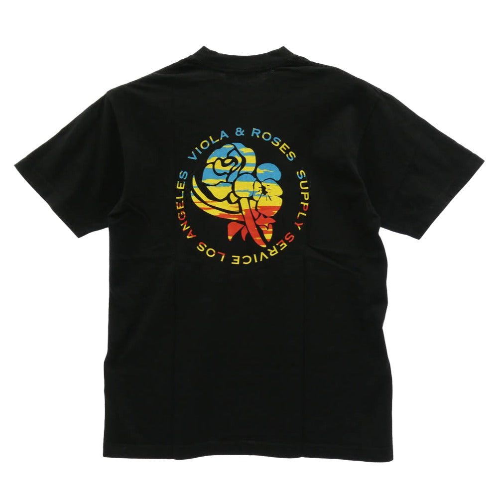 WIND AND SEA ウィンダンシー WDS-C-V/R-23-Q1-CS-01 VIOLA & ROSES ヴィオラアンドローゼス フラワープリント Tシャツ 半袖カットソー ブラック系 M【美品】【中古】